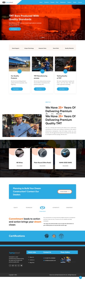 Hamasteel website redesign